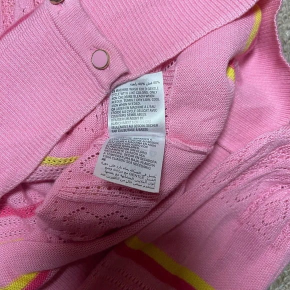 Charter Club Striped Knit Cardigan Pink Size L - Picture 4 of 7
